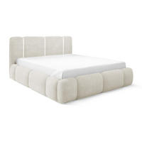 DOPPELBETT 140x200 Avelin mit Bettkasten, LED, Bouclé, Creme - Creme, Holz/Metall (140/200cm) - Emporius