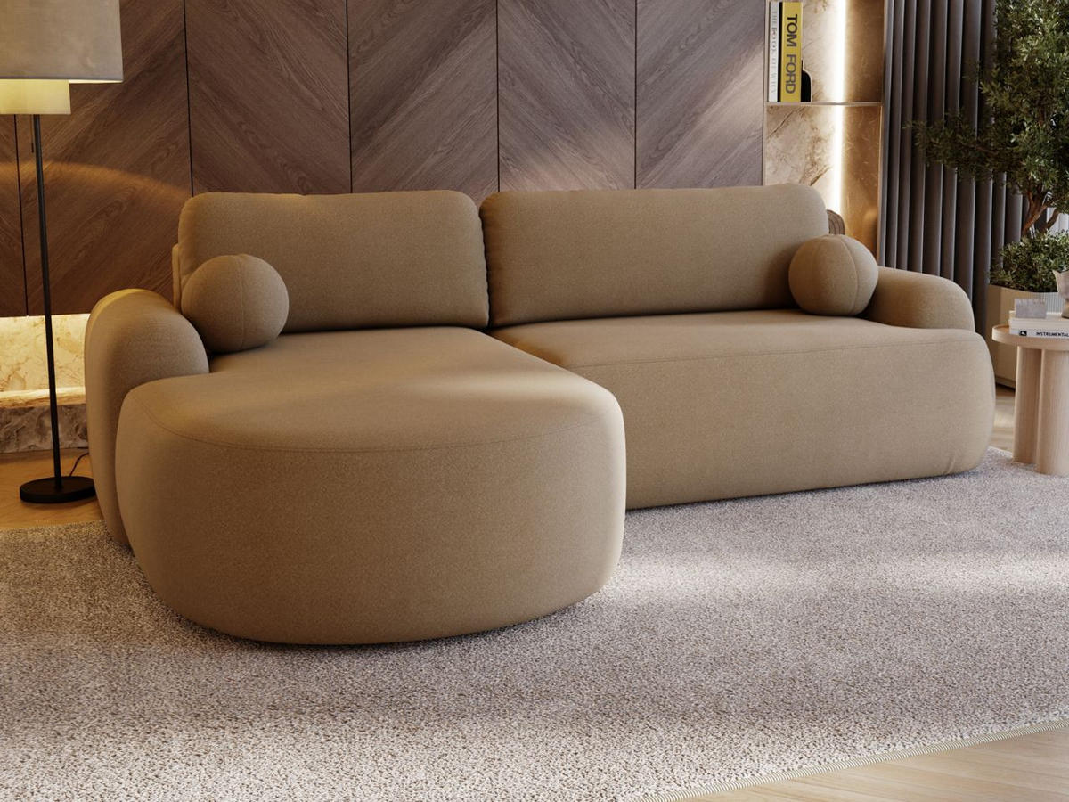 ECKSOFA Aurio Hellbraun Links - Hellbraun, Holz/Textil (177/261cm) - Graingold