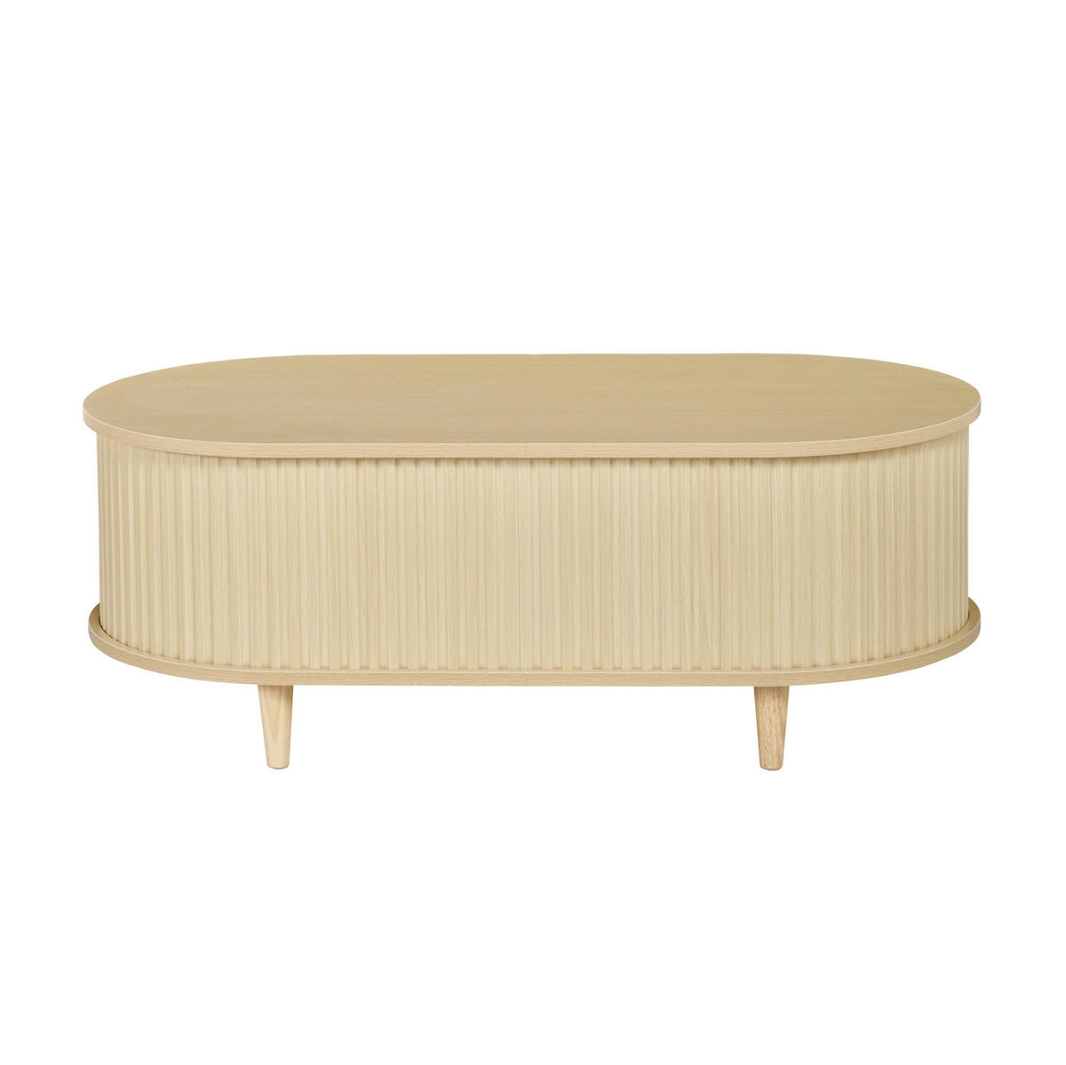 KONFERENČNÍ stolek z MDF 100x50x36 cm dubová barva se zásuvkou, roletovými dvířky a otevřeným úložným prostorem - barva dubu, kompozitní dřevo (100/50/36cm) - Modfu