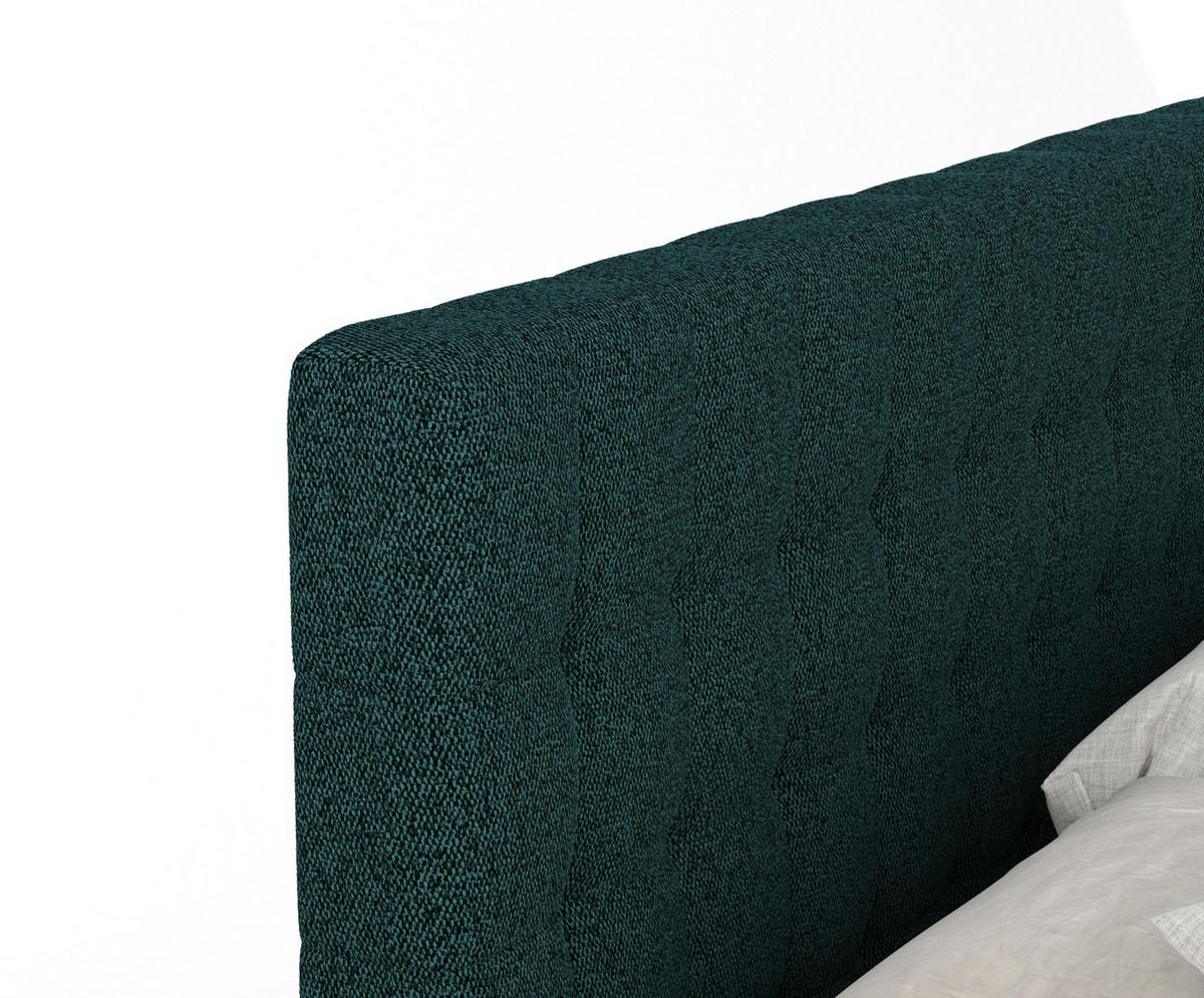 BOXSPRINGBETT Sorrento Grün 160/200 cm mit Latex-Topper - Silberfarben/Grün, Holz/Holzwerkstoff (160/200cm) - Maison de Reve