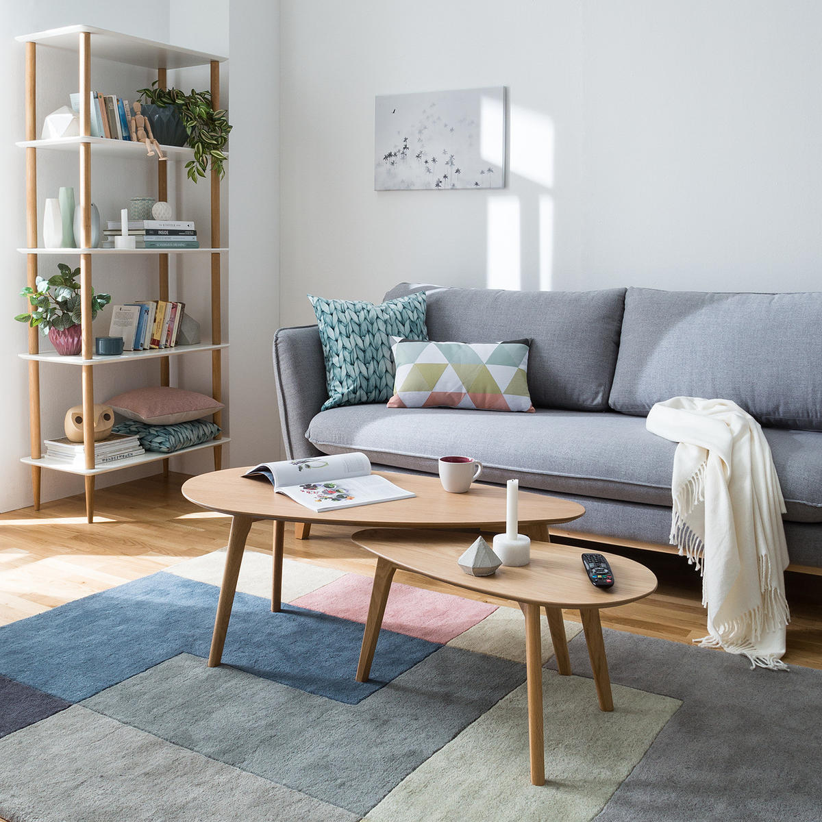 COUCHTISCH-SET - 2-teilig - Eiche teilmassiv - Eichefarben, Holz/Holzwerkstoff (50/100/40cm) - home24