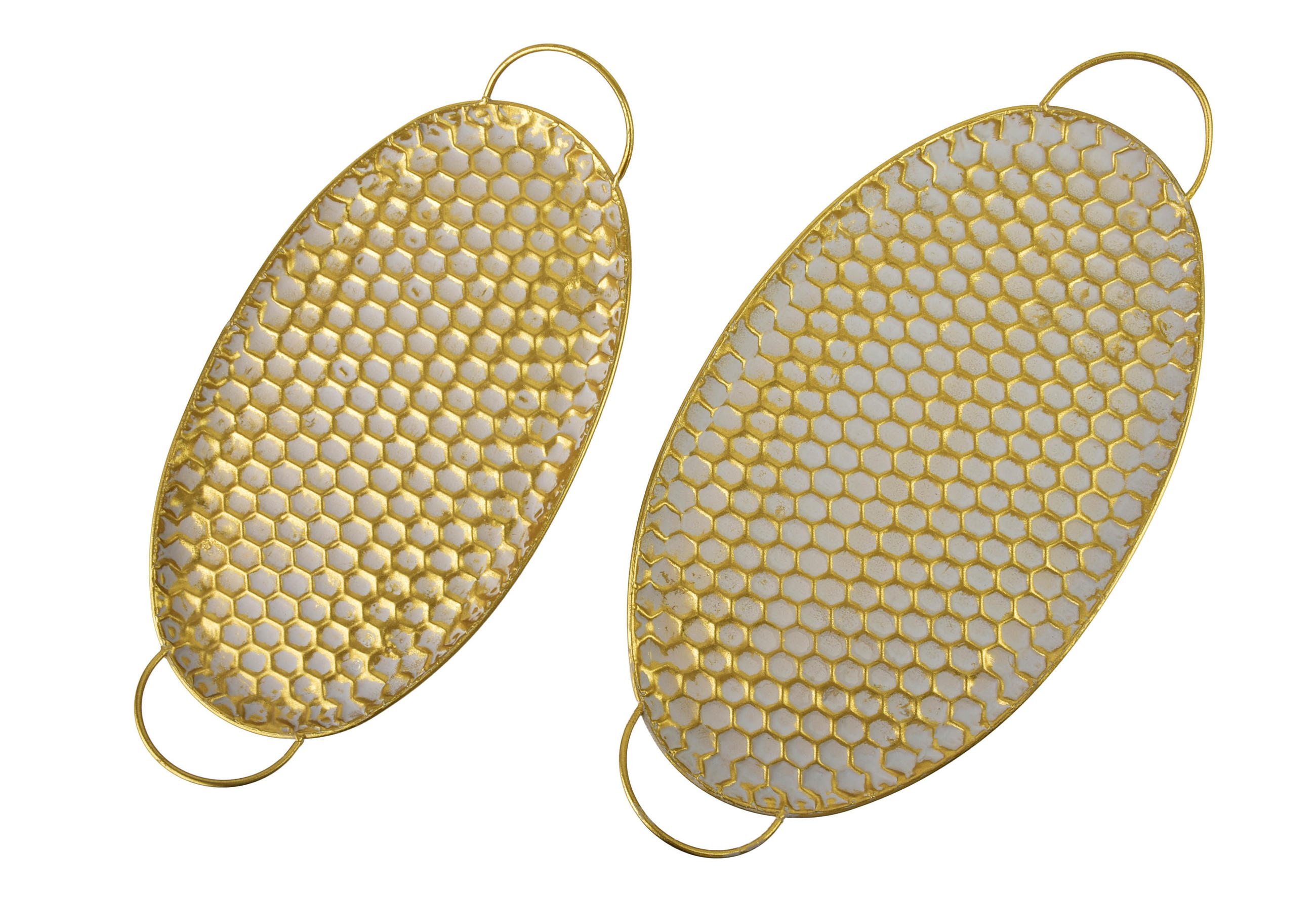 TABLETT Hexagone 2er Set goldenfarben 51/30/3 cm Metall - Goldfarben, Metall (3cm) - Mondex