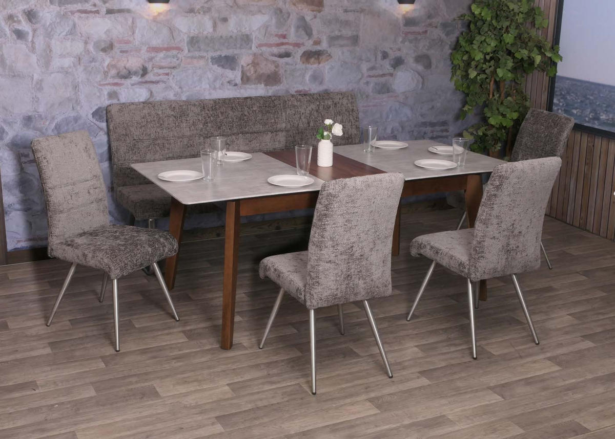 ESSZIMMER-SET Grau 5er-Set - Grau, Textil (180/99/65cm) - MCW