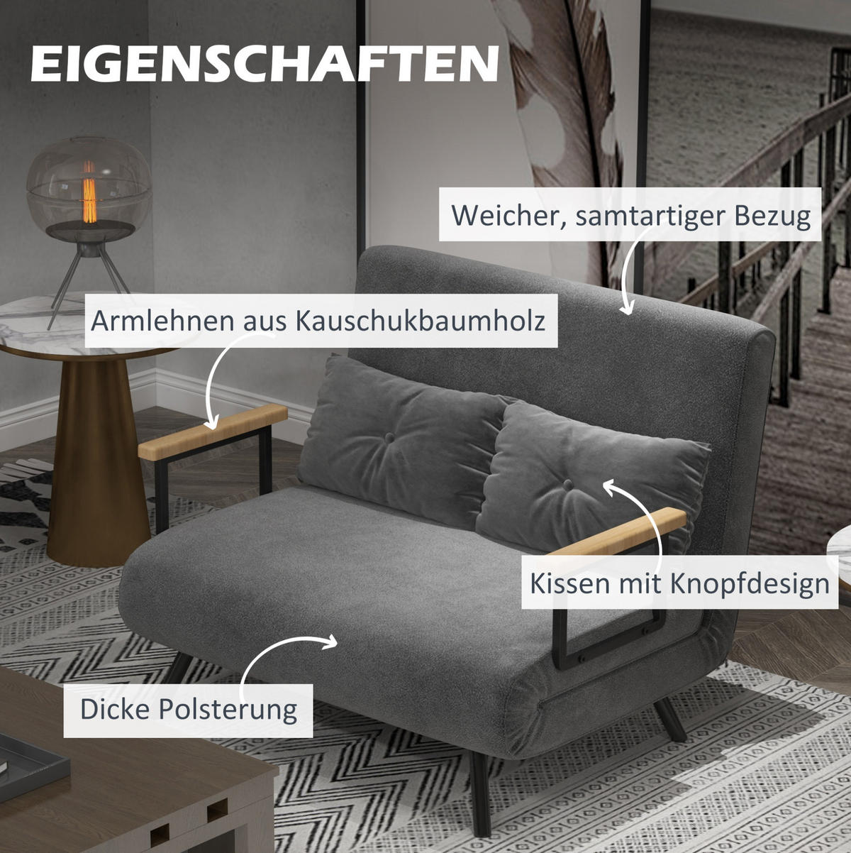 SCHLAFSESSEL 102/73/81 cm in Dunkelgrau mit Schlaffunktion und verstellbarer Rückenlehne - Dunkelgrau, Metall (102/81/73cm) - Flora Grace