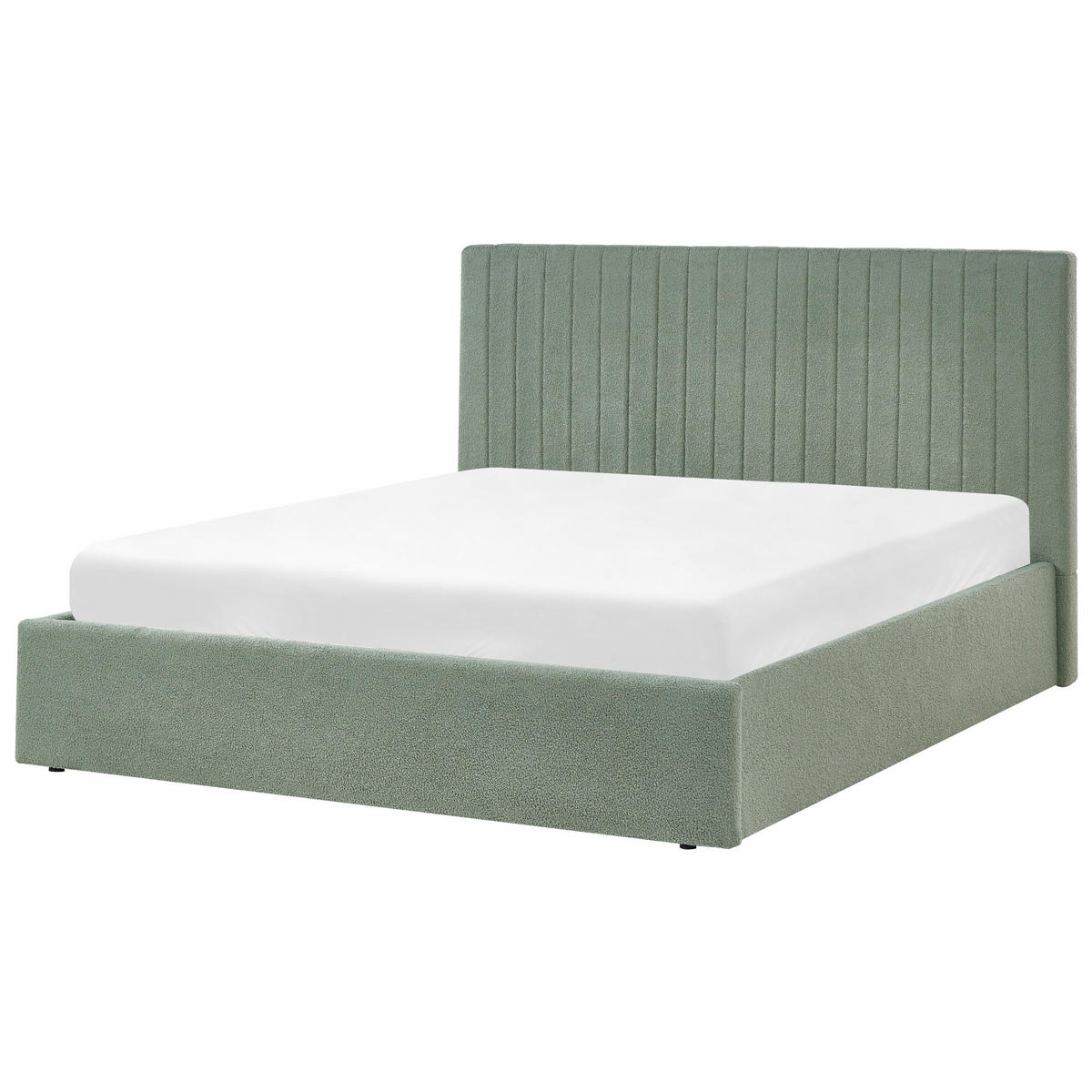 POSTELJA s prostorom za shranjevanje 160/200 bouclé zelena Vion - zelena, tekstil (160/200cm) - Beliani