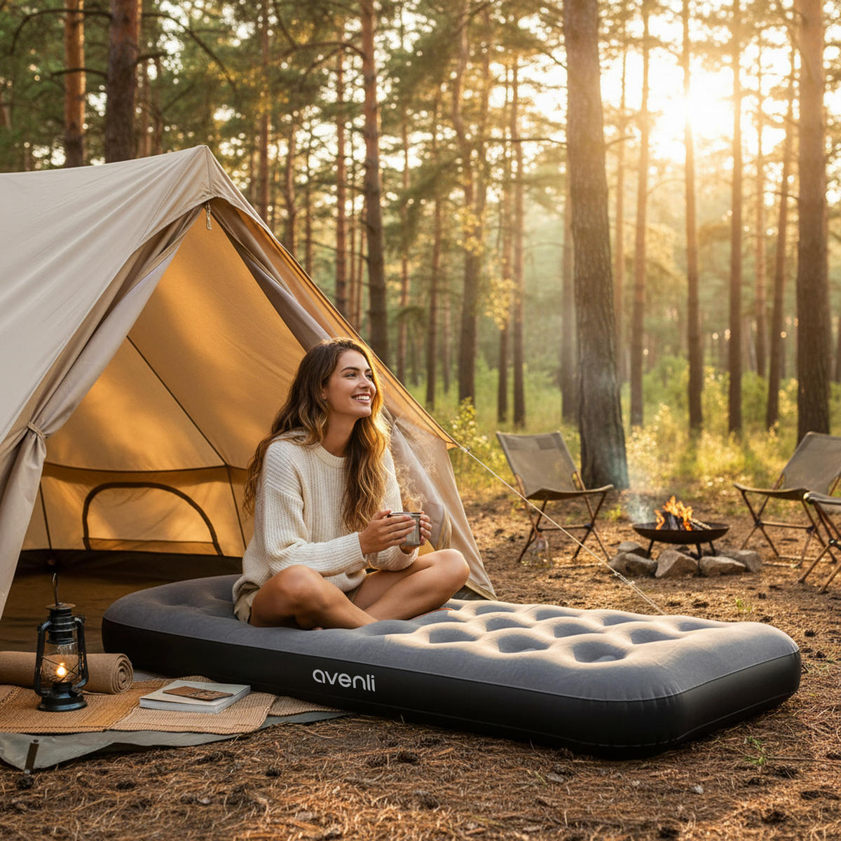 LUFTBETT Luftmatratze Camping aufblasbar 191x73x22cm - Grau, Kunststoff (73/191cm) - Avenli