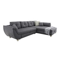 ECKSOFA mit Schlaffunktion und großem Bettkasten, seitenverkehrt montierbar B330/T207/H90 cm, Liegefl. 153x270 cm, Mikrofaser Grau / 15230 - Chromfarben/Grau, Kunststoff/Textil (330/207cm) - luma-home