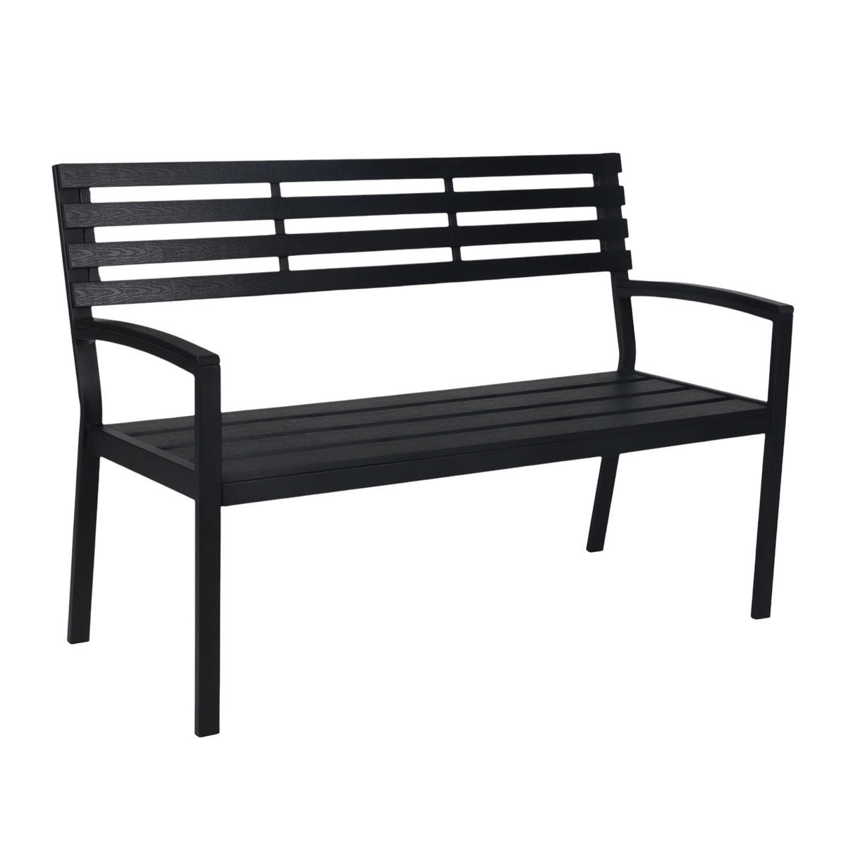 GARTENBANK - Schwarz, Kunststoff/Metall (128/88/59cm) - Relaxdays