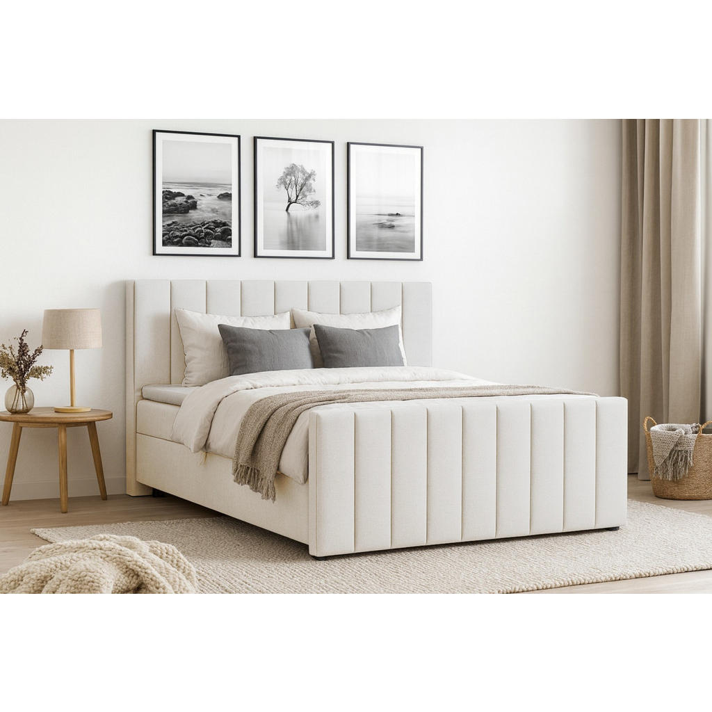 Thumbnail - Deine Möbel 24 Boxbett, Creme, Textil, H4, 200x200 cm, Schlafzimmer, Betten, Boxspringbetten