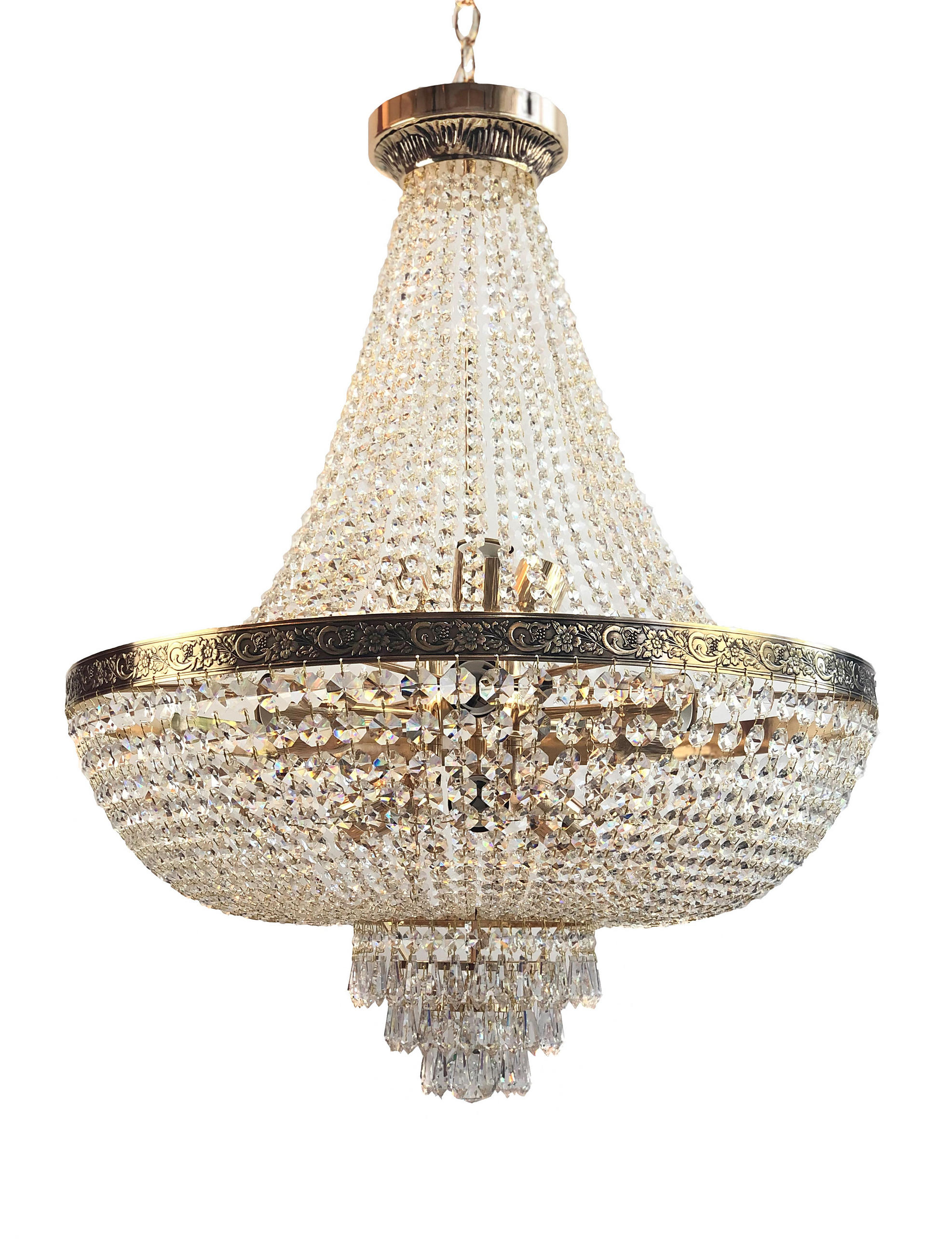KRONLEUCHTER Korblüster PLAZA Gold Ø60cm gefertigt aus geschliffenen Kristallen - Goldfarben, Glas (60/60/80cm) - PGA Lights