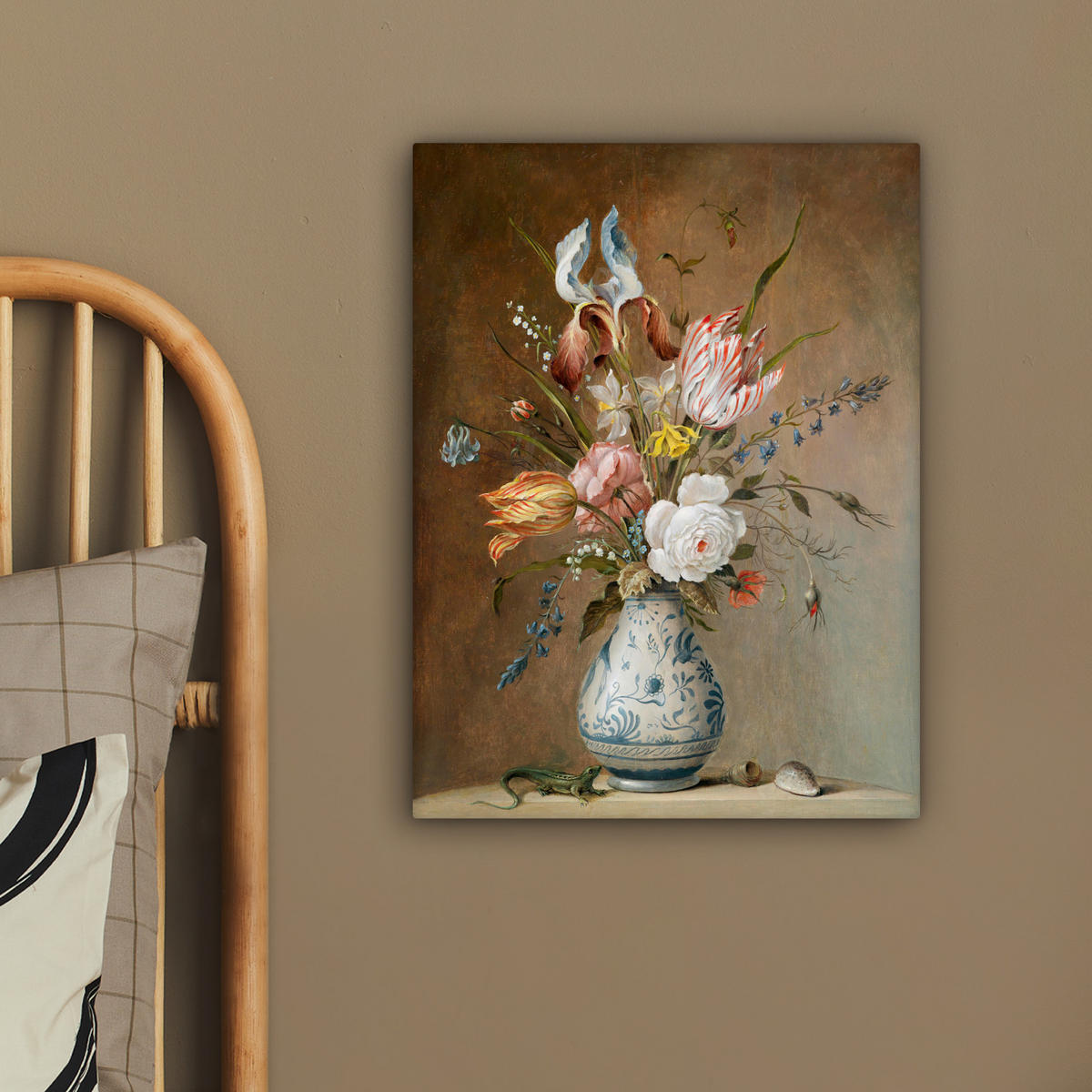 LEINWANDBILD Alte Meister - Blumen - Balthasar van der Ast 30x40 cm - Hellbraun, Textil (30/40cm) - MuchoWow