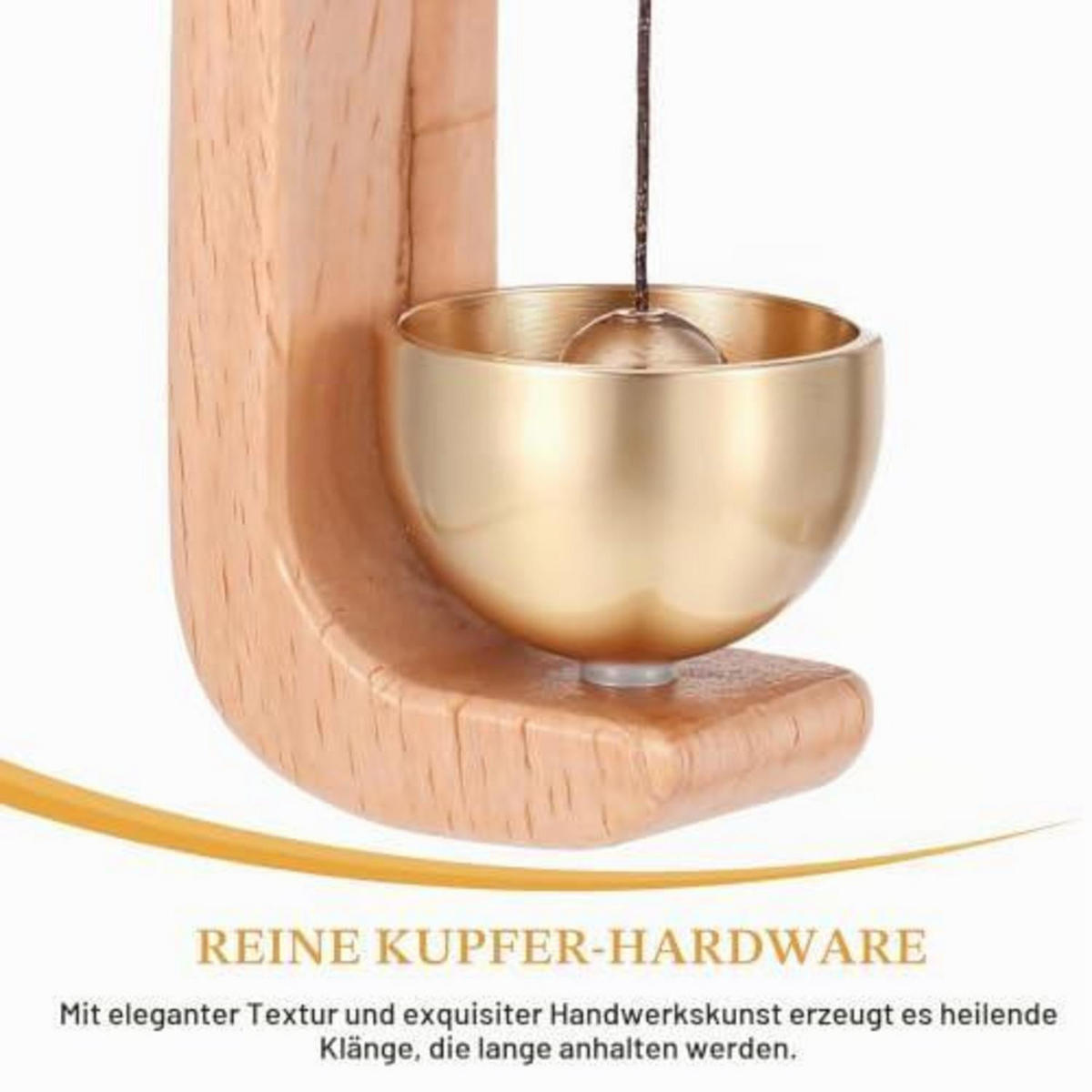 TÜRKLINGELDEKORATION Holz Windspiel magnetisch ohne Bohren - Goldfarben, Holz (4/2.5/7.5cm)
