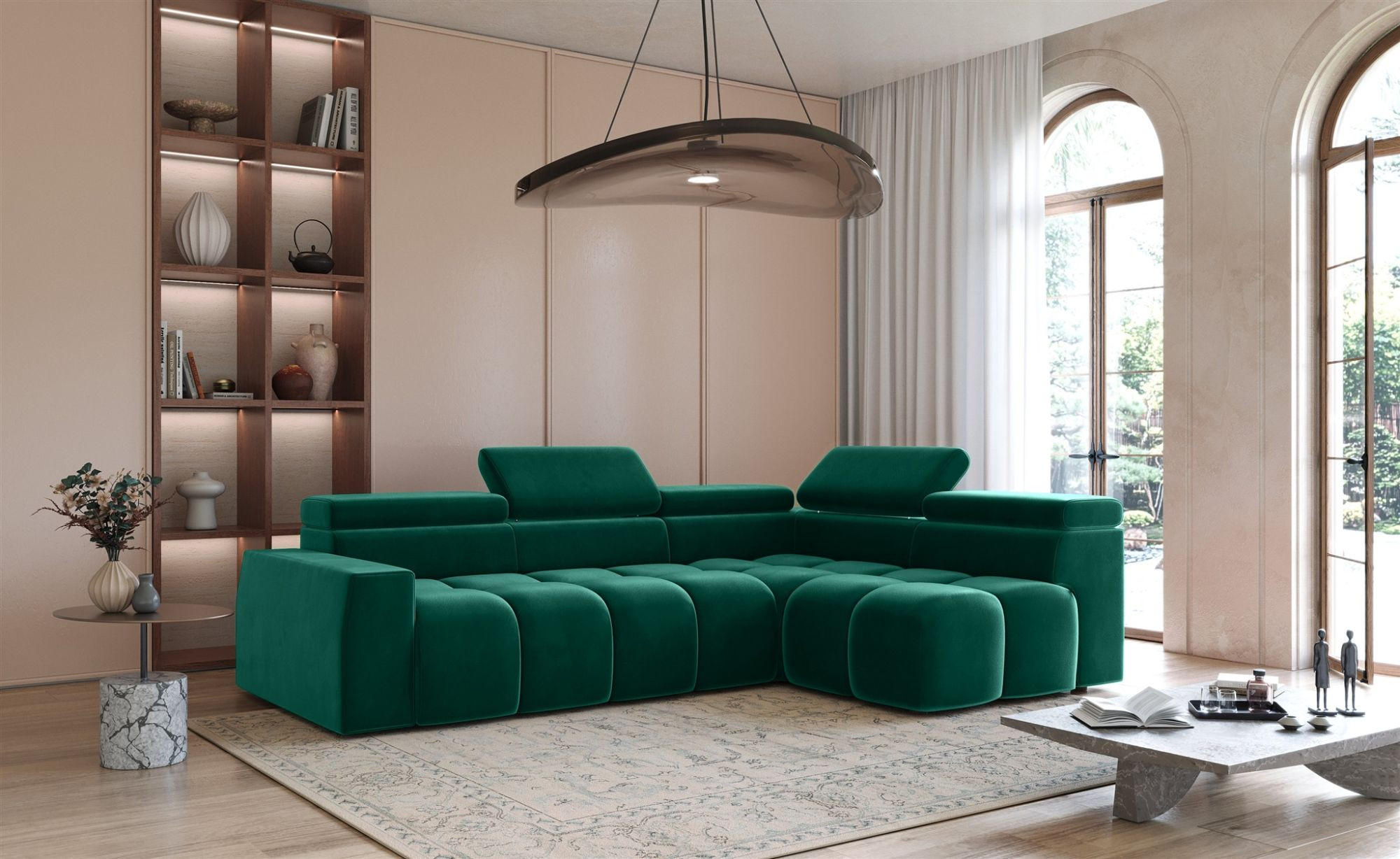 ECKSOFA Darcy - Grün, Holzwerkstoff/Textil (305/210cm) - Fun Möbel