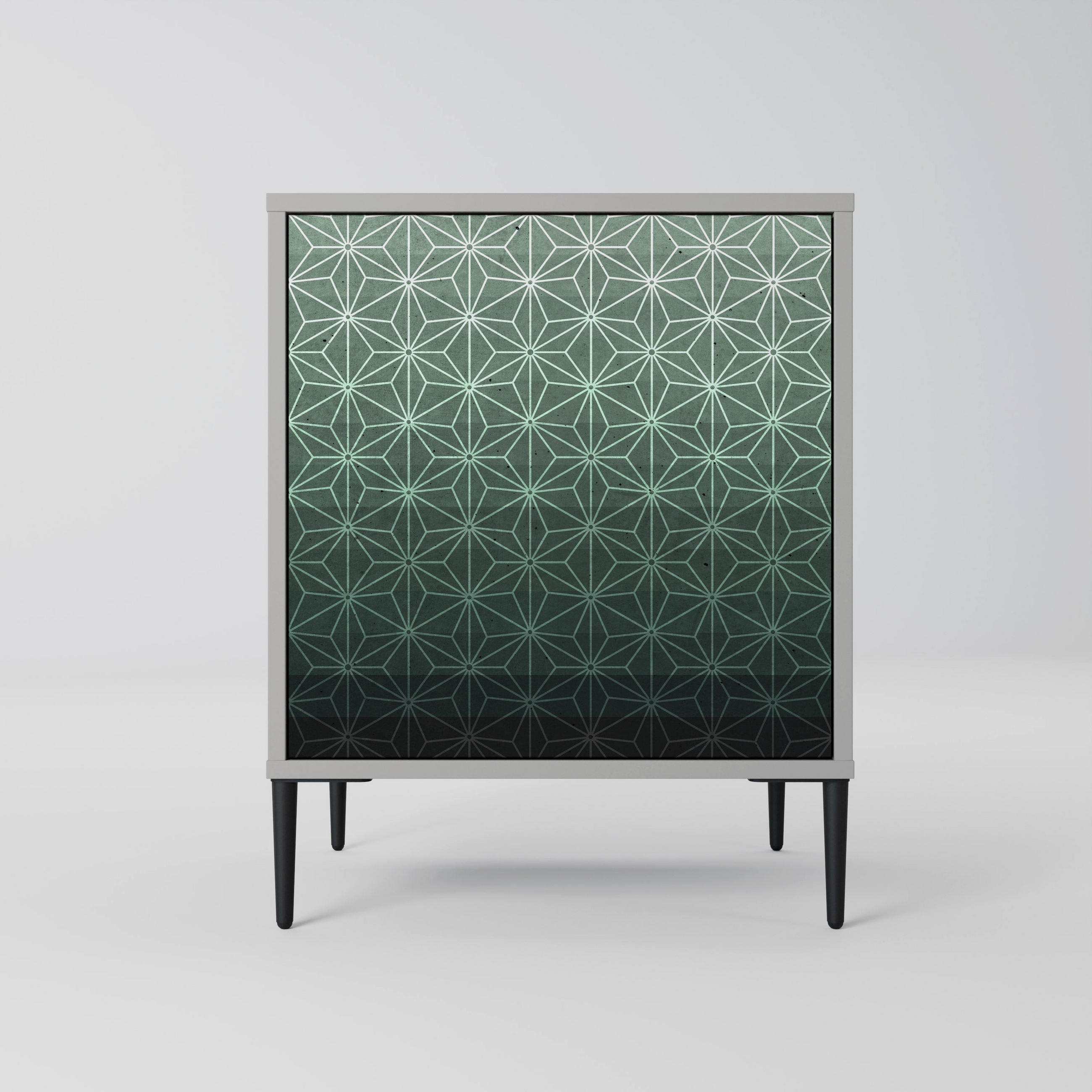 SIDEBOARD ORNAMENTAL GLIMMER, Grau, 57,5x42x72,5 cm, Schwarze Metallfüße - Multicolor/Schwarz, Holzwerkstoff/Metall (57.5/72.5/42cm) - SpaceRebels