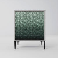 SIDEBOARD ORNAMENTAL GLIMMER, Grau, 57,5x42x72,5 cm, Schwarze Metallfüße - Multicolor/Schwarz, Holzwerkstoff/Metall (57.5/72.5/42cm) - SpaceRebels