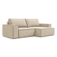 ECKSOFA mit Schlaffunktion Samt Stoff Beige - Beige/Creme, Kunststoff/Textil (257/148cm) - Makamii