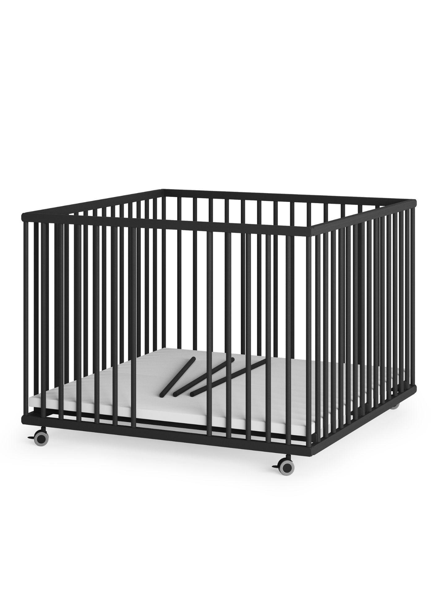 LAUFGITTER 100x100 cm mit Schlupfsprossen - Black Edition - Premium Kollektion - Schwarz, Holz (100/74/100cm) - Sämann – make a difference.