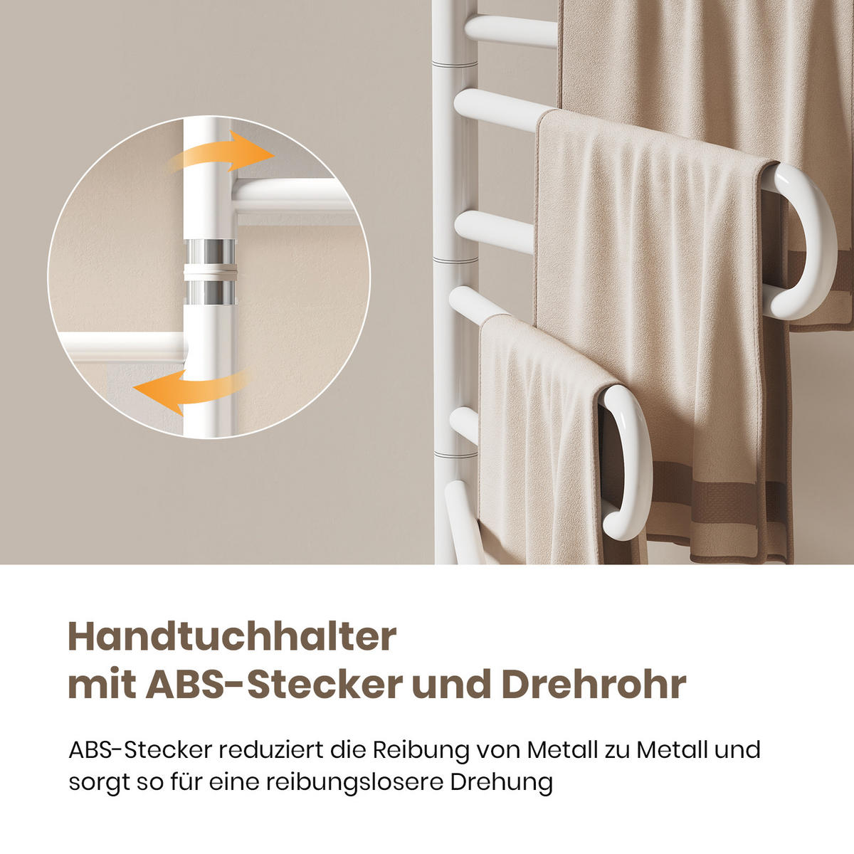 HEIZKÖRPER Elektrischer Handtuchhalter Weiß 78/43/9 cm - Weiß, Metall (43/78/9cm) - EMKE