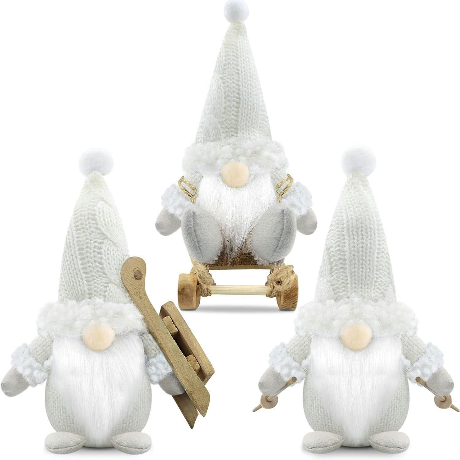 WEIHNACHTSWICHTEL 3er Set weiß Fell - Weiß, Fell (11.4/19.1/19.1cm)