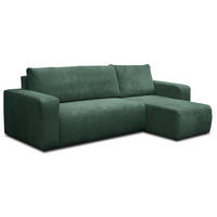ECKSOFA LUNA mit Schlaffunktion und Bettkasten Cord-Stofff (Grün) - Grün, Textil (244/142cm) - VENASI MÖBEL