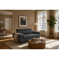 2,5-SITZER Karlstad Chenille Grau verstell. Kopfstützen B 194 cm - Anthrazit, Kunststoff/Textil (194/84/100cm) - foamnova