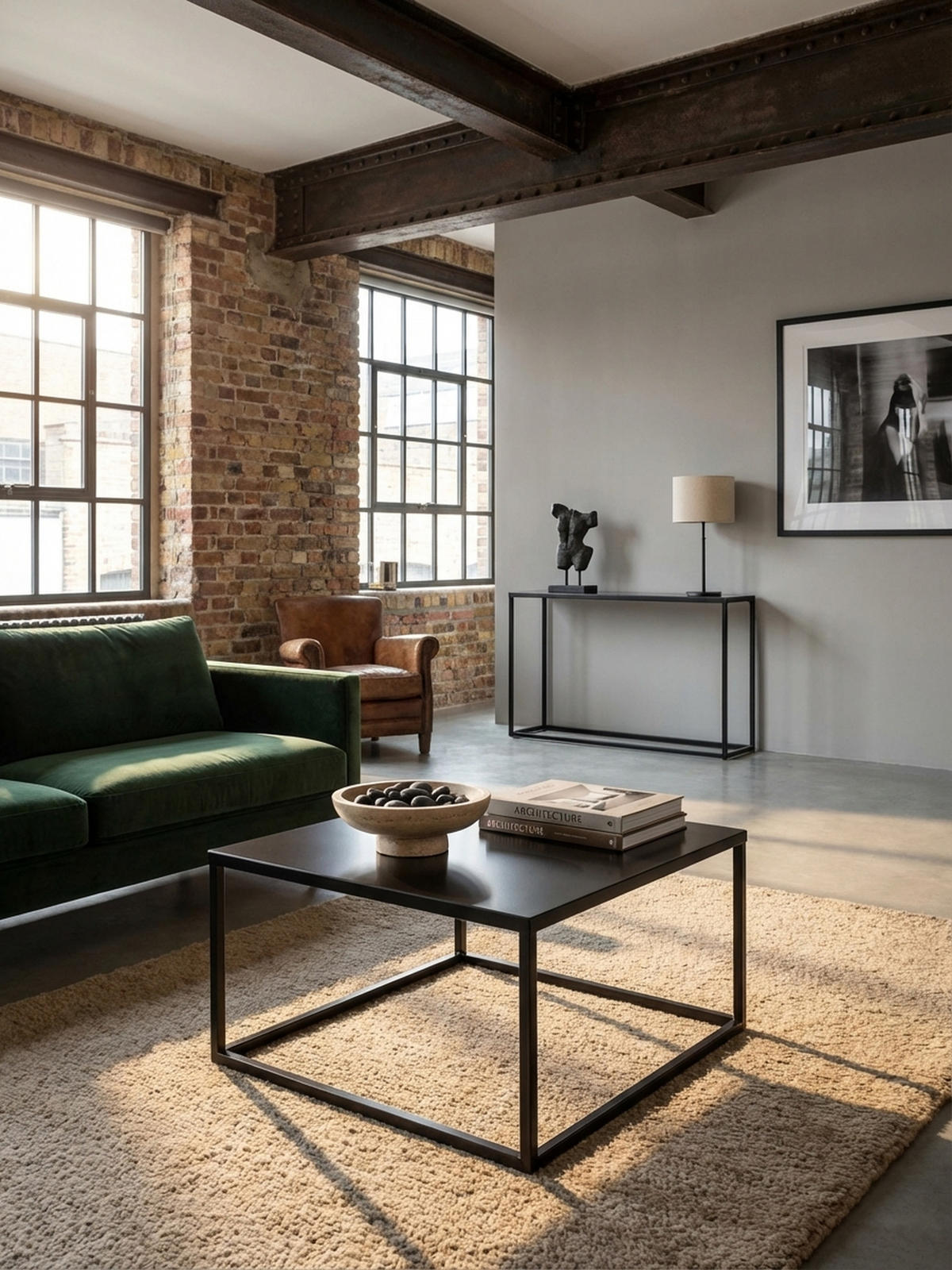 COUCHTISCH quadratisch mit Marmor-Optik, Metallgestell im Industrial-Stil, Schwarz 60x60x45 cm - Schwarz, Metall (60/60/45cm) - KADIMA DESIGN