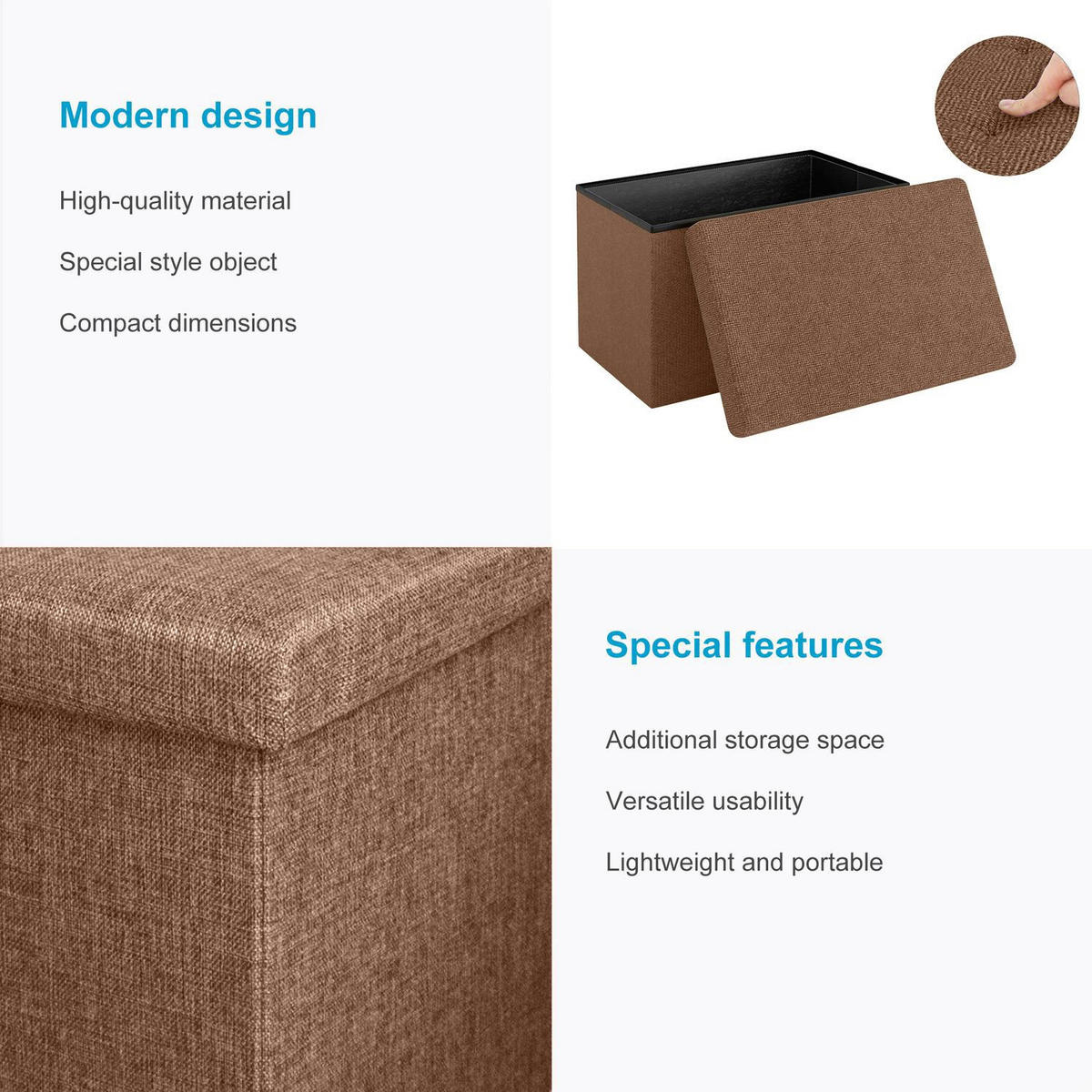 SITZBANK Faltbar 49/30/30 cm (Braun) - Braun, Textil (49/30/30cm) - Intirilife