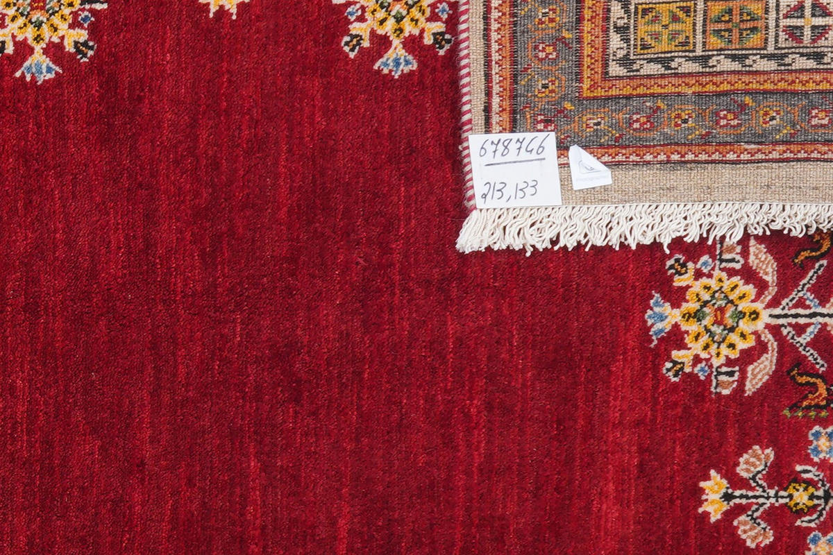 GABBEH-TEPPICH handgeknüpft Rizbaf Rot 213/133 cm Schurwolle - Rot, Textil (133/213cm) - Looma