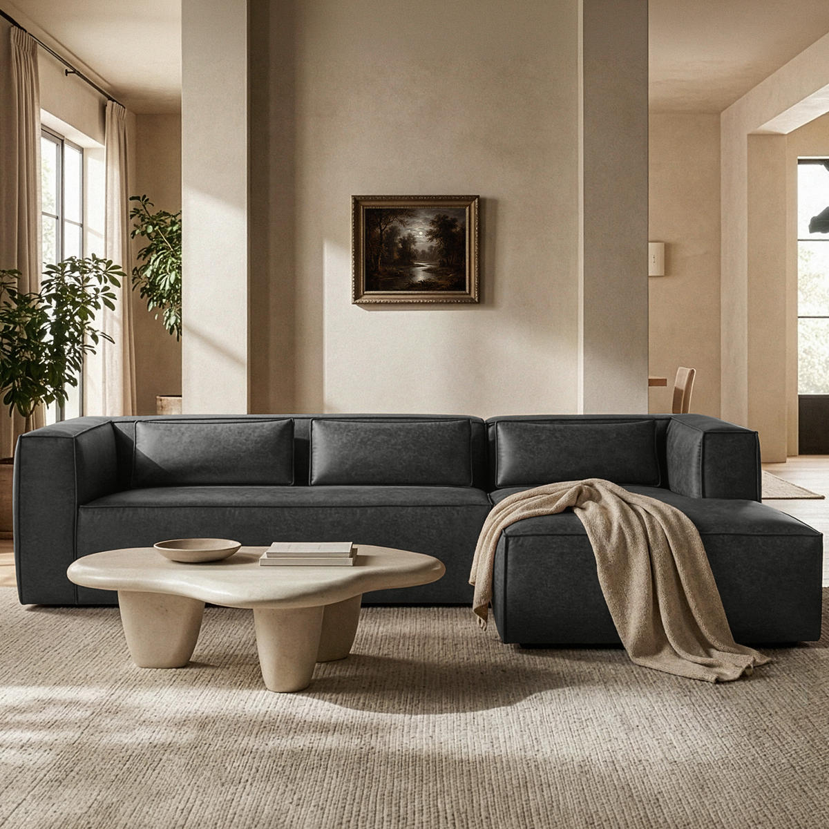 ECKSOFA RECHTS FEROX, Dunkelgrau - Dunkelgrau, Holz/Holzwerkstoff (300/175cm) - KONSIMO®