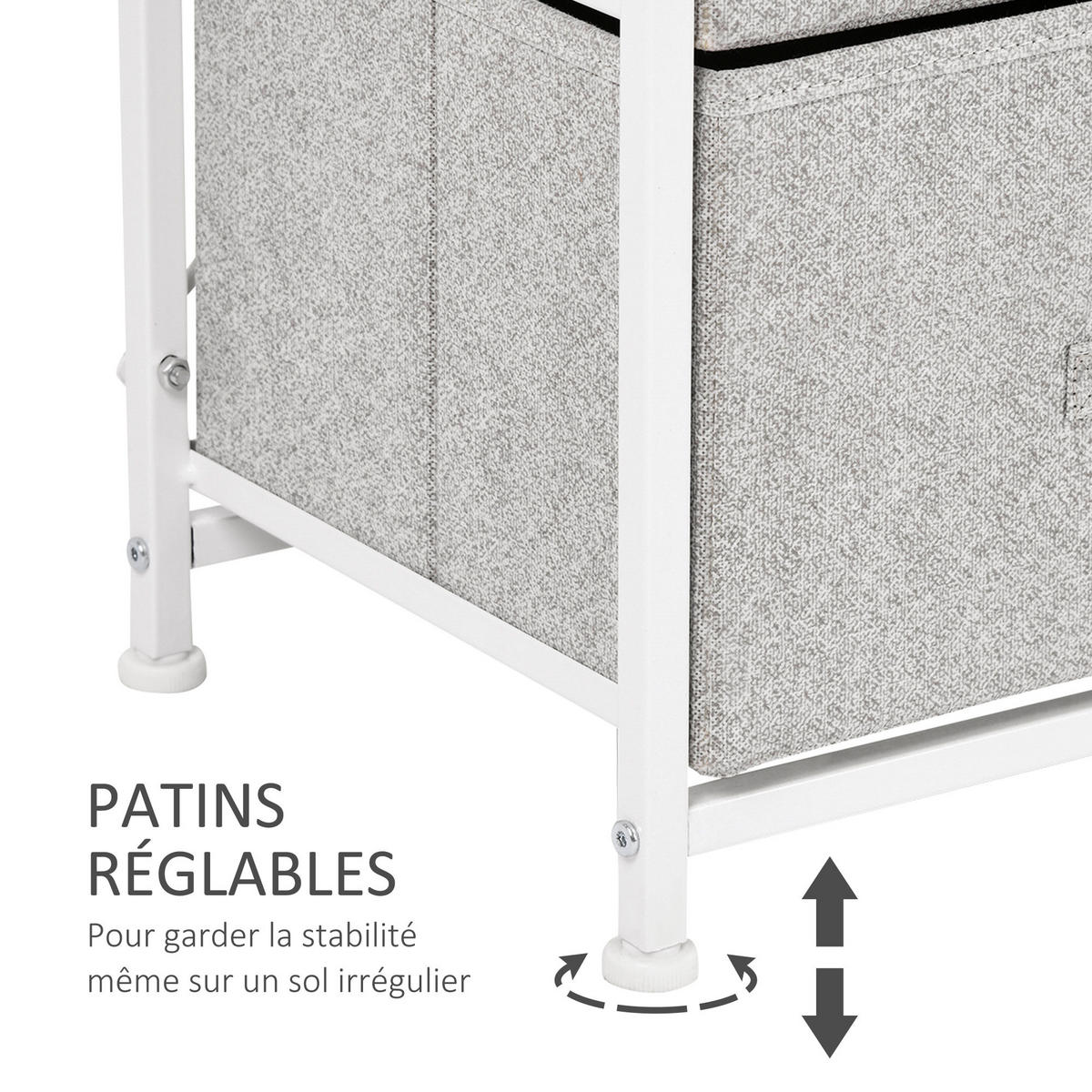 KOMMODE DE-12338 4 Schubladen 45/30/92 cm - Grau, Metall (45/92/30cm) - ComfortXL