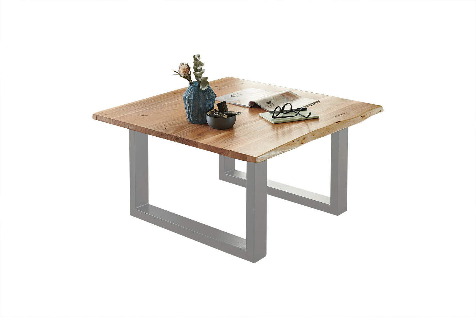COUCHTISCH NOAH - Beige/Silberfarben, Holz/Metall (90/90/43cm) - SAM