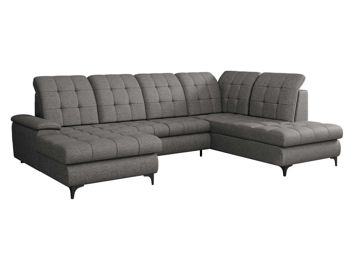 WOHNLANDSCHAFT Enzo, Seite: Links - Dunkelgrau/Schwarz, Holz/Textil (330/105/212cm) - MIRJAN24