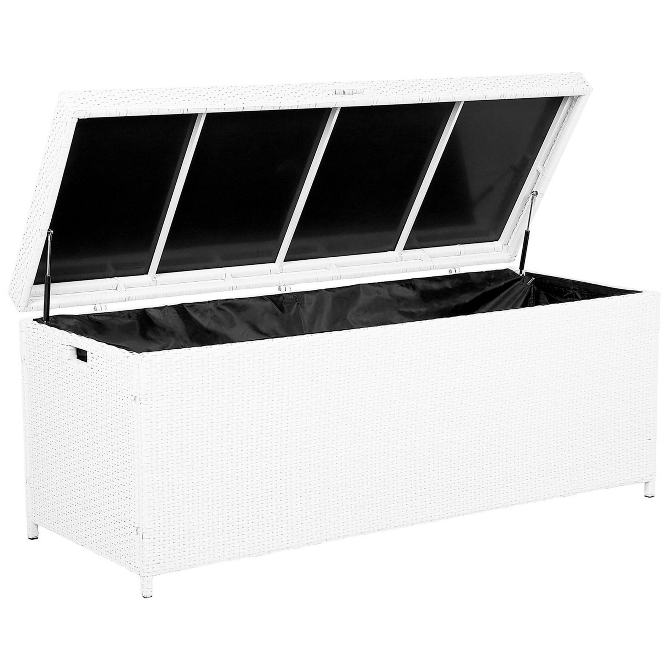 AUFLAGENBOX Rattan weiß 158/63 cm Modena - Weiß, Kunststoff (158/66/63cm) - Beliani