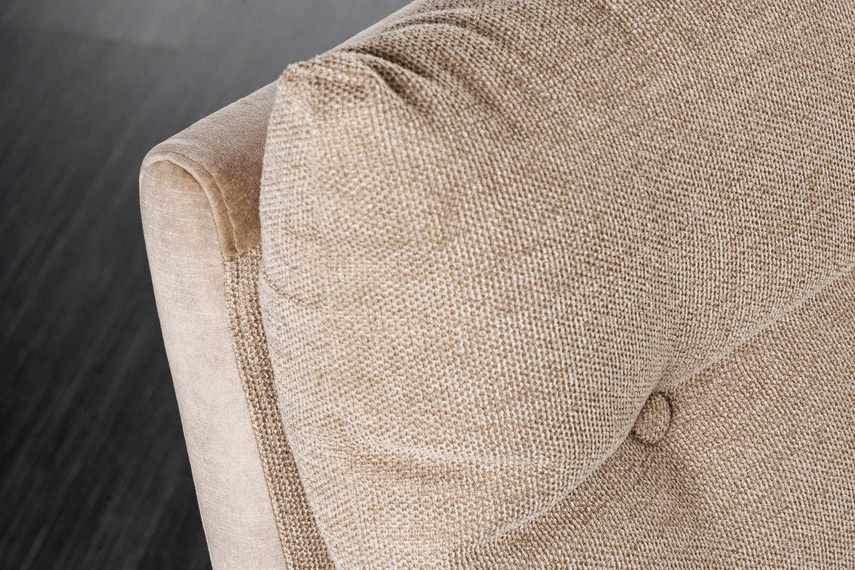 SITZBANK BIG GEORGE Samt Beige 160 cm - Beige/Schwarz, Textil/Metall (160/90/69cm) - riess-ambiente