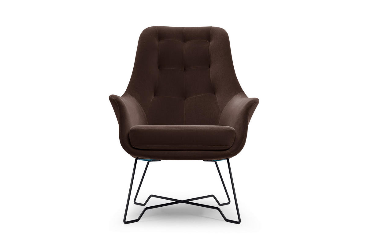 SESSEL SEDUTA, Modern Polstersessel Loungesessel, Velours-Stoff Braun - Braun, Holz/Metall (72.5/101.5/83cm) - MASSENO
