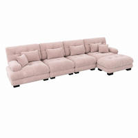 SOFA modular L-Form/U-Form Chenille Pink 5-tlg. - Pink, Kunststoff (145/406.1cm) - Meubliv