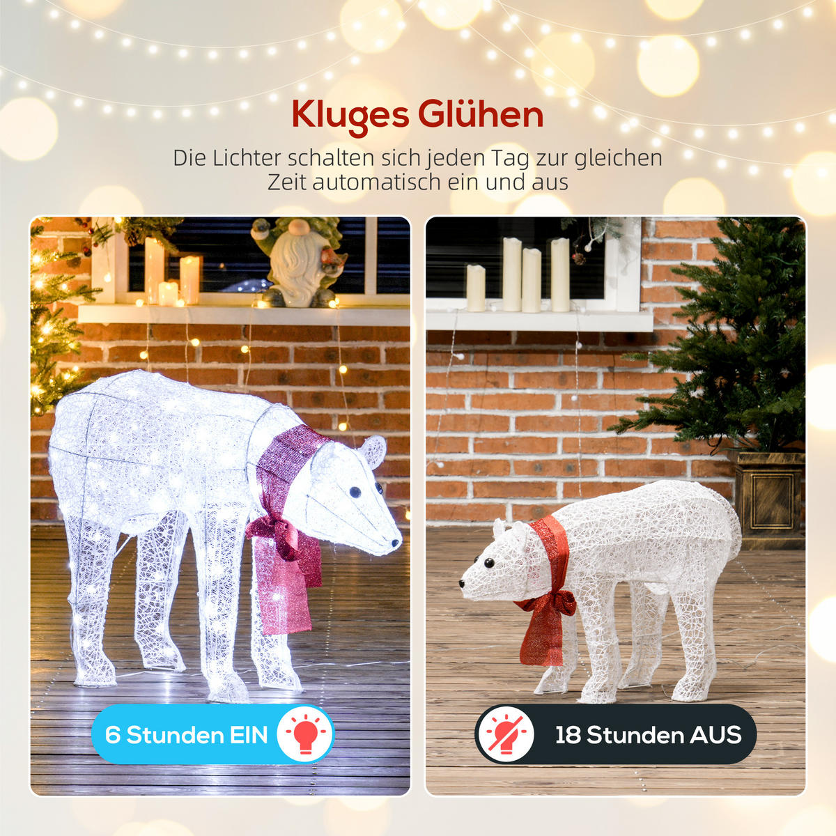 WEIHNACHTS-EISBÄREN Weiß 80.0/30.0/60.0cm - Weiß, Kunststoff (30/60/80cm)