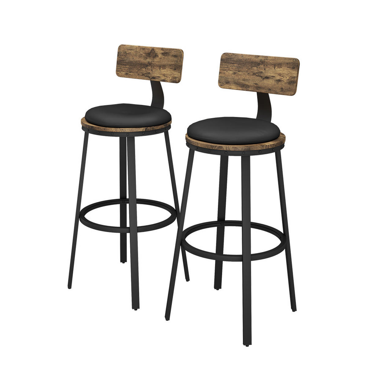 BARHOCKER Caracas Eiche rustikal 34 x 102 cm 2er Set - Wildeiche/Schwarz, Holzwerkstoff (34/102/55cm) - Vicco