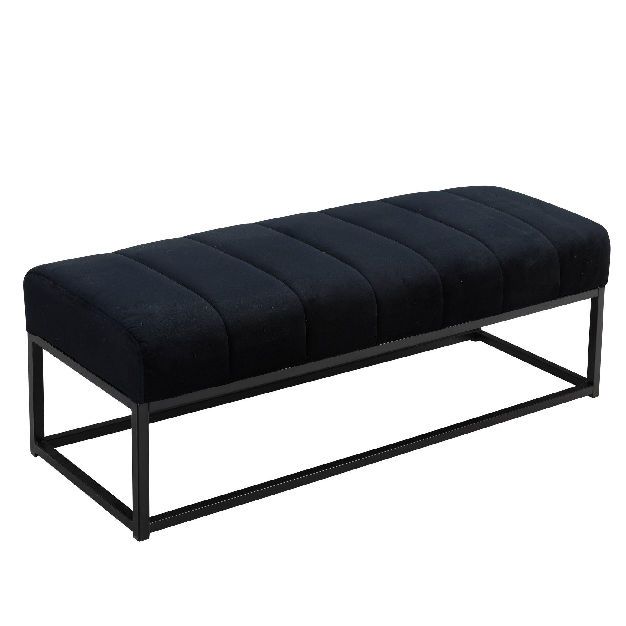 SITZBANK Samt Metallgestell gepolstert, Schwarz 108x40x40 cm - Schwarz, Textil/Metall (108/40/40cm) - KADIMA DESIGN