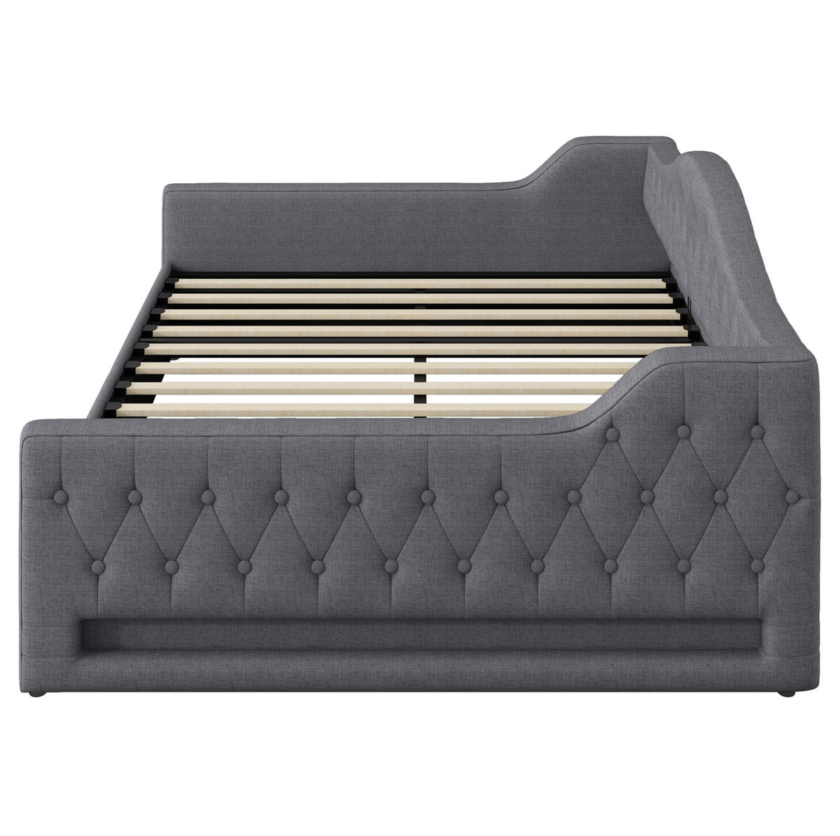 POLSTERBETT 140/200 cm Grau mit LED-Beleuchtung und Stauraum - Grau, Holzwerkstoff (140/200cm) - Flora Grace