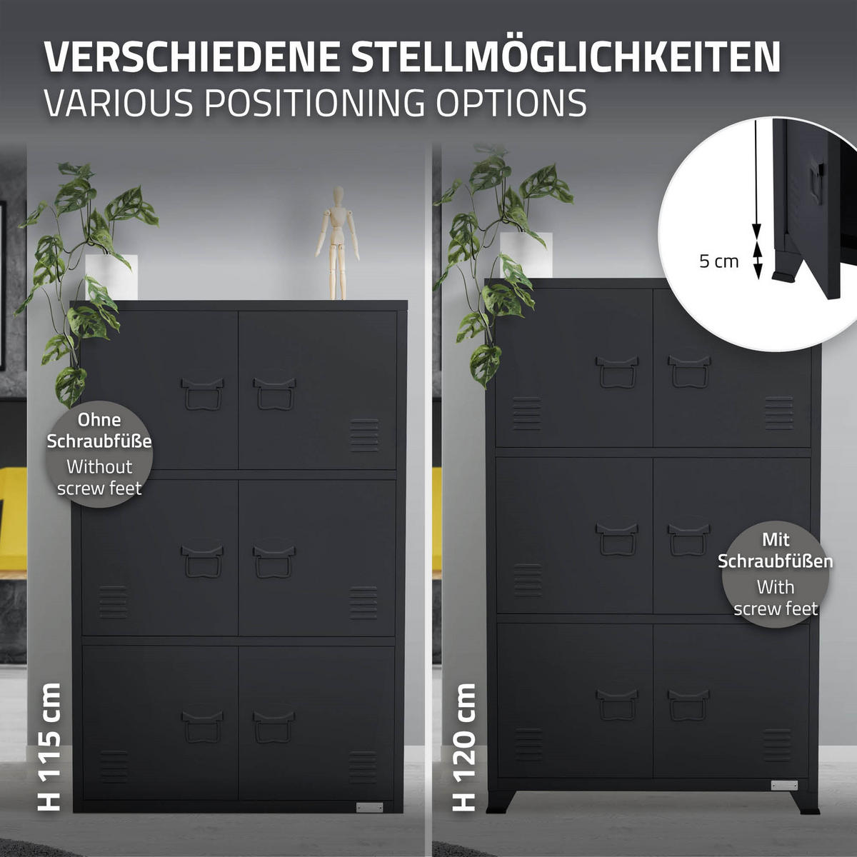 AKTENSCHRANK 75x40x120 cm Anthrazit aus Stahl - Anthrazit, Metall (40/120/75cm) - ML-DESIGN
