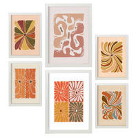 POSTER Set Mit 6 Drucken Abstrakter Blume Ethnischens Dekorative Rahmen Für Ihr Wohnzimmer Schlafzimmer Zuhause Wandkunstdruck A3 & A4 Weißer Rahmen - Weiß, Papier (29/3cm) - Nacnic