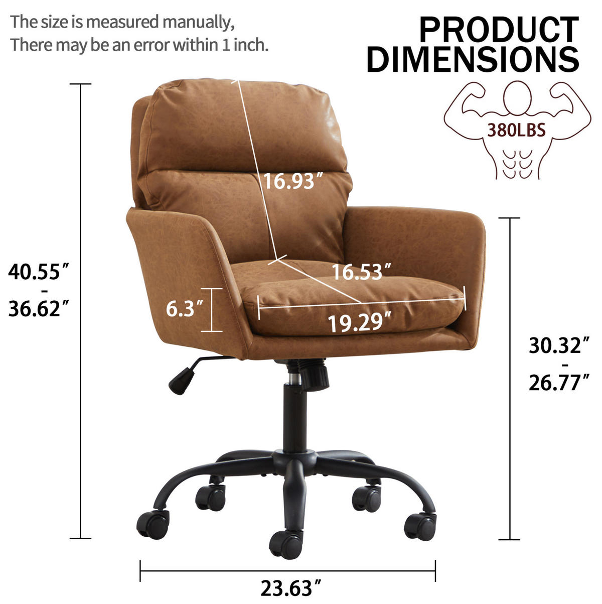 BÜROSTUHL höhenverstellbar PU Braun - Braun, Kunststoff (60.5/102/71.58cm) - Meubliv