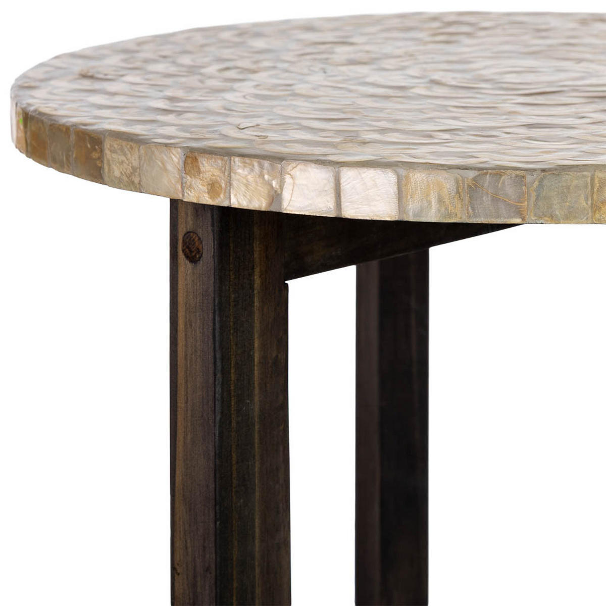 TISCH aus Holz und Capiz, beige, 40x45cm - Grau, Holz (40/40/45cm) - Wanderlust