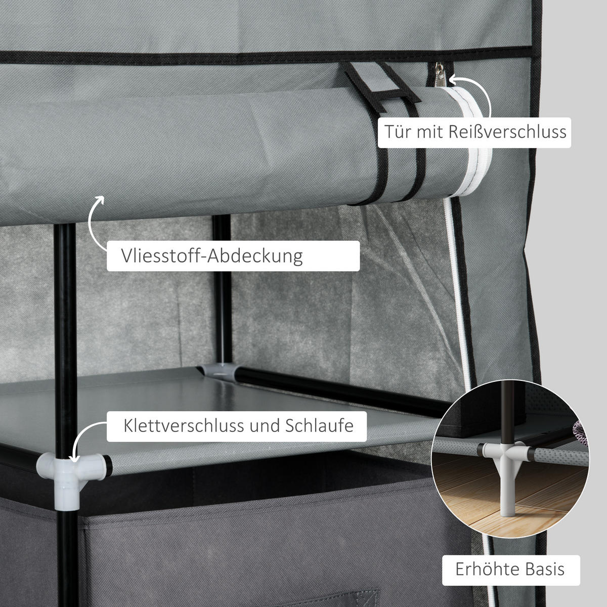 STOFFSCHRANK, Faltschrank, Dunkelgrau, - Dunkelgrau, Textil (42.5/162.5/102cm) - HOMCOM