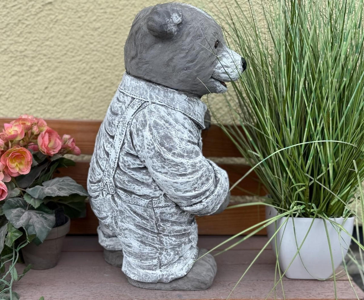 STEINFIGUR Teddy Leopold, frostfest, XL Format - Grau, Stein (29/45/27cm) - stoneandstyle