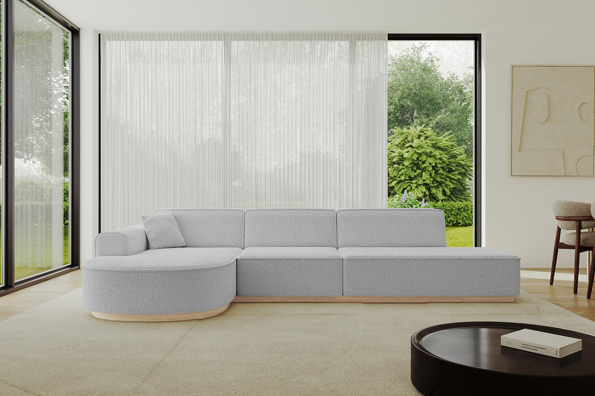 ECKSOFA Ottomane Links ARRIO-L2 - 328x171x83 cm Hellgrau - Hellgrau, Holzwerkstoff/Textil (328/171cm) - ALTDECOR