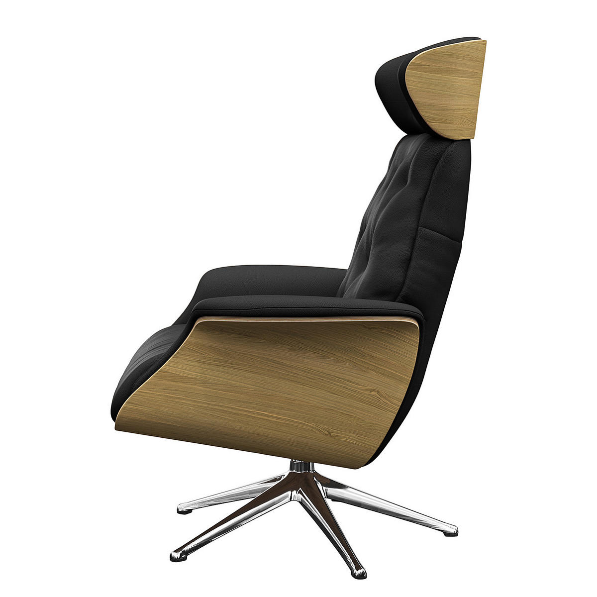 RELAXSESSEL - Echtleder - Chromfarben/Schwarz, Leder/Metall (83/118/83cm) - home24