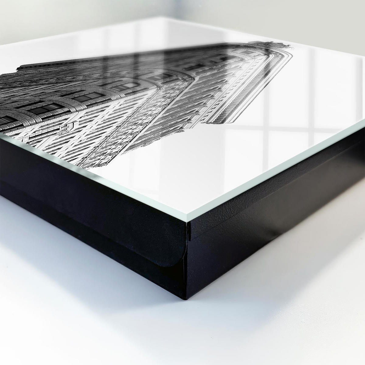 SCHLÜSSELBOX Schwarz 30x30 cm- Türöffnung nach rechts - Hohe Architektur - Grau, Metall (30/30/5cm) - TULUP