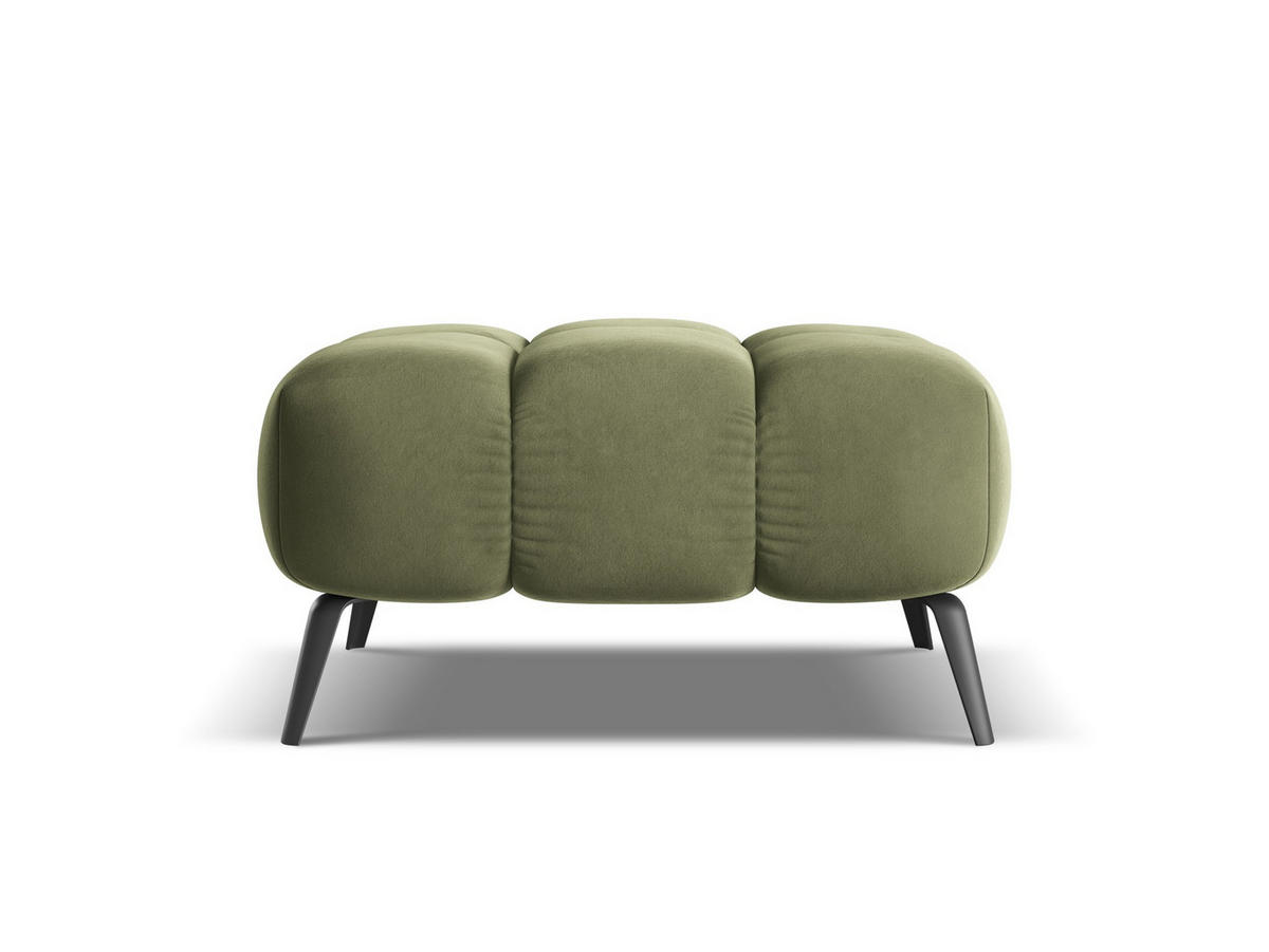POUF Samt Stoff Grün - Schwarz/Olivgrün, Textil/Metall (78/41/60cm) - Makamii